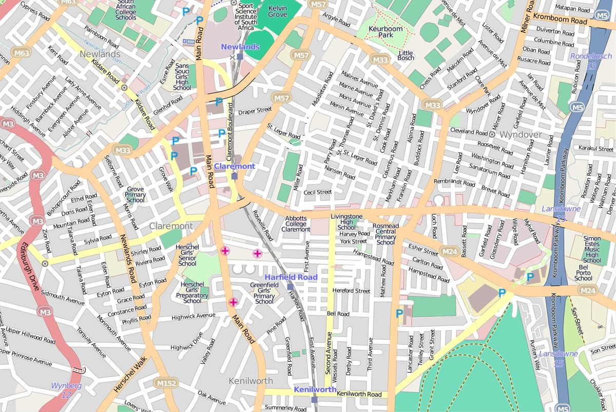 mapa ng panghimpapawid na mapa ng Cape Town