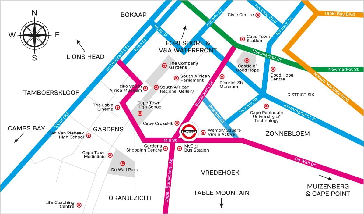 mapa ng buitenkant kalye Cape Town