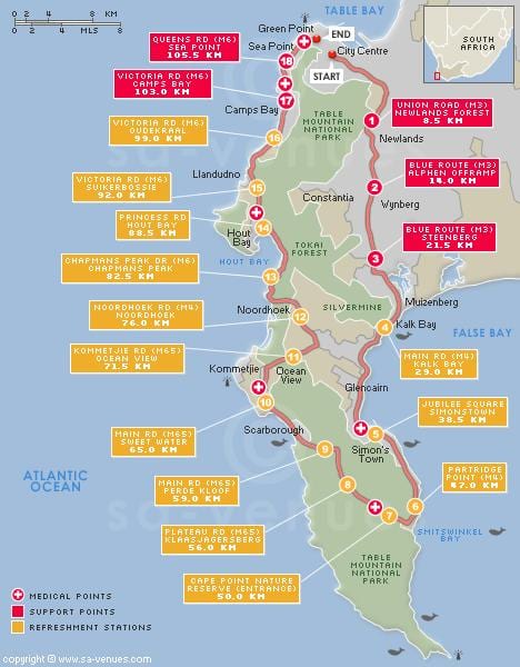mapa ng cape argus ruta