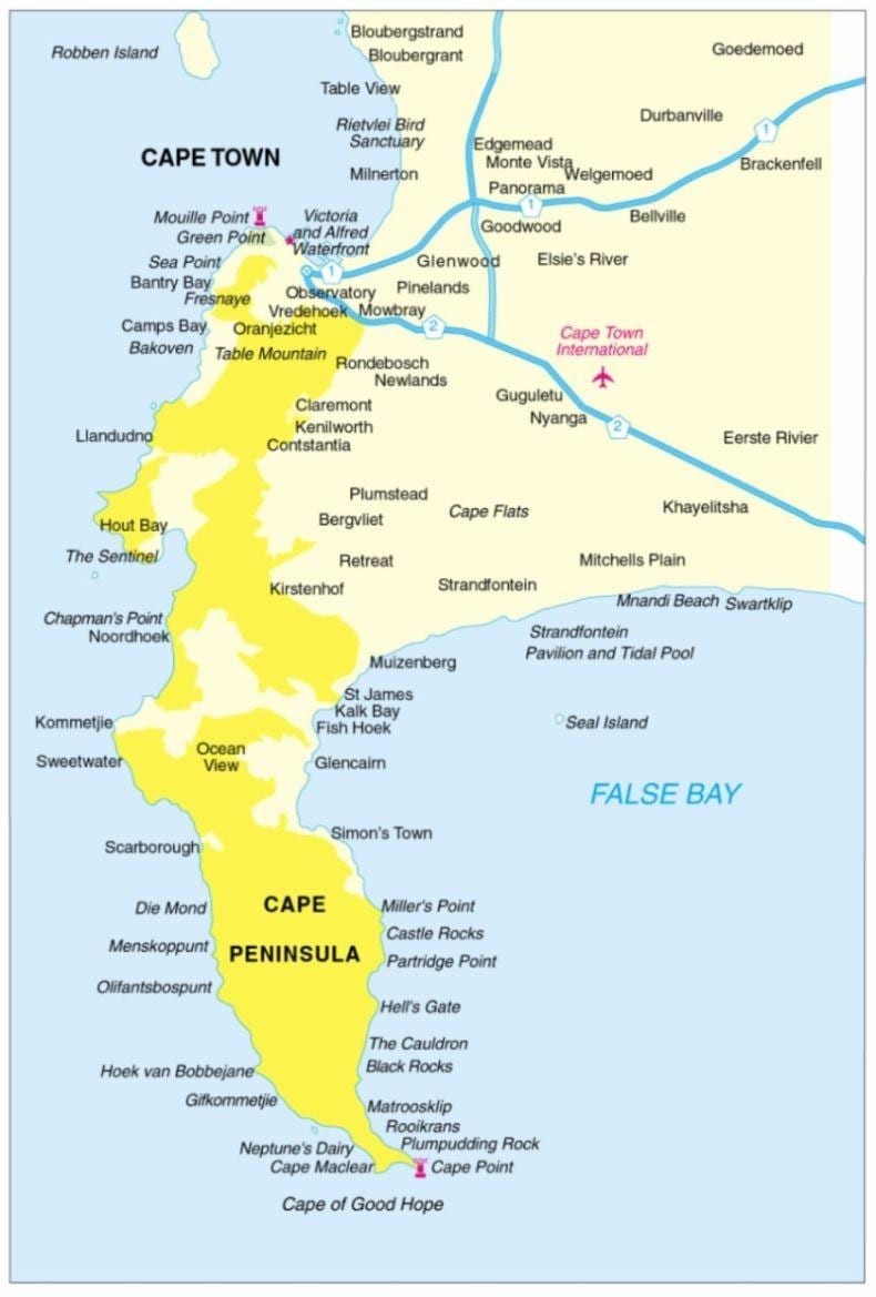 Cape Town peninsula mapa