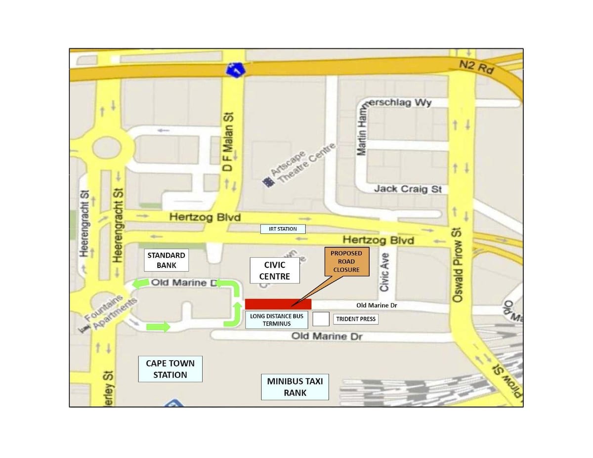 mapa ng Cape Town civic centre