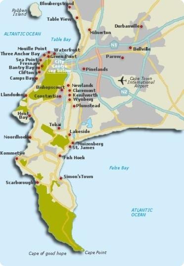 Cape Town kapitbahayan mapa