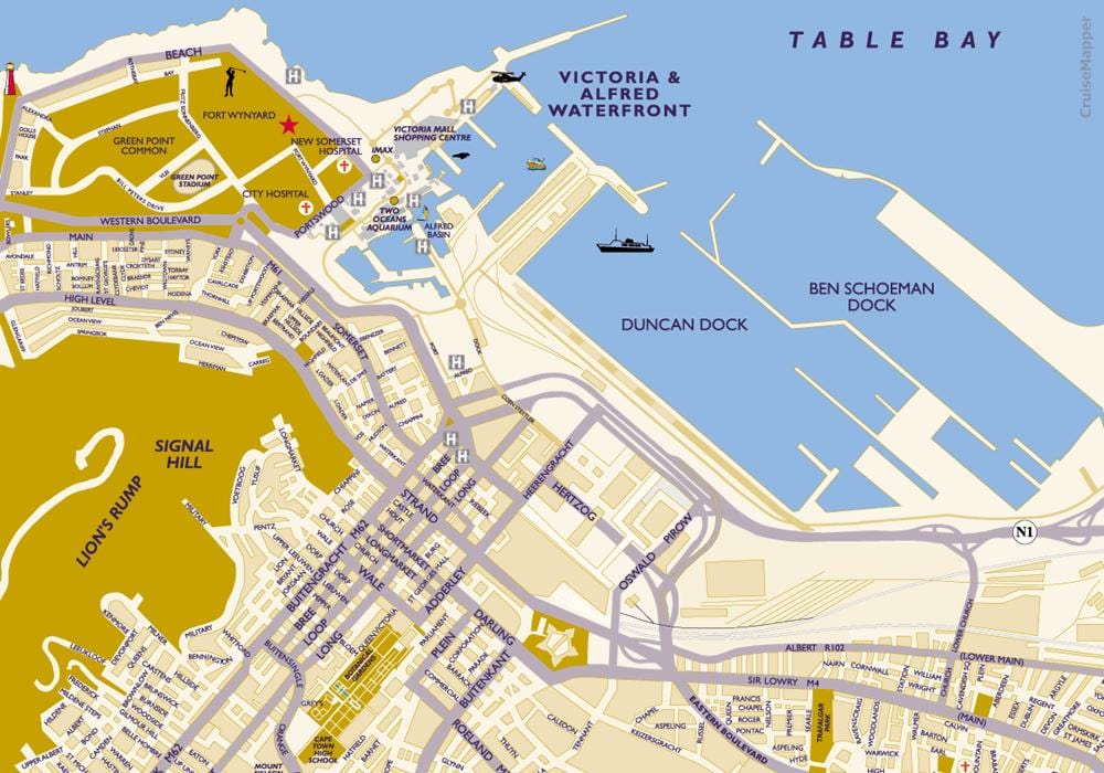 port ng Cape Town live na mapa