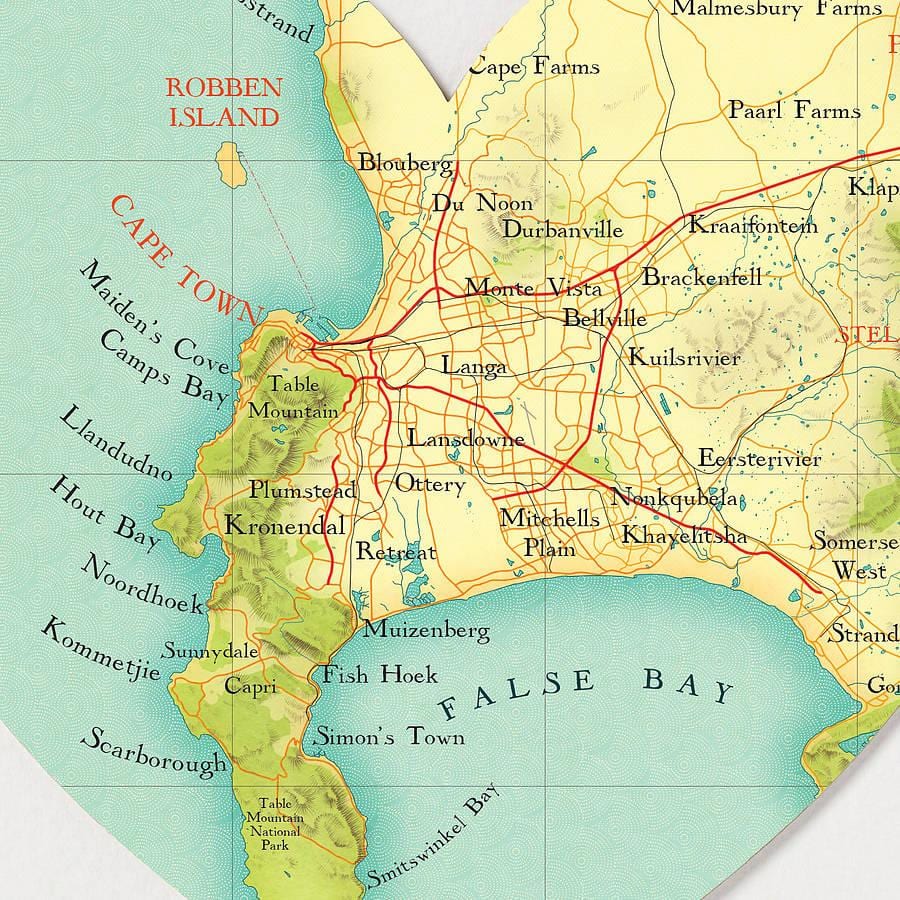 Cape Town sa mapa ng lokasyon