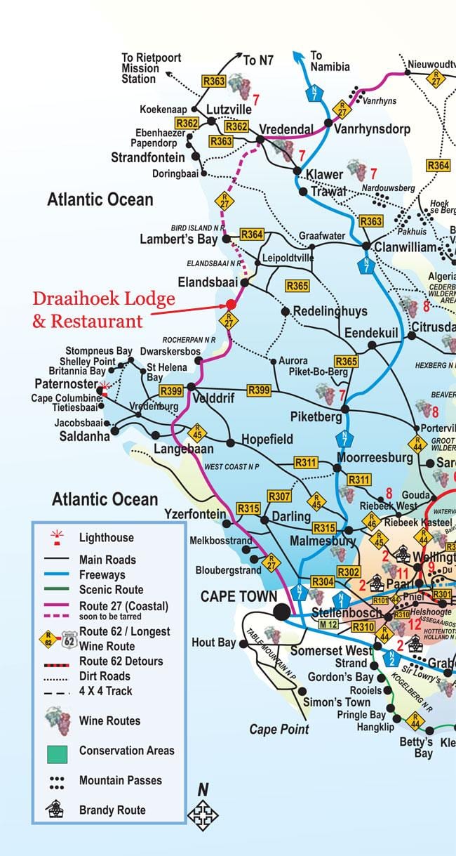 mapa ng Cape Town kalsada