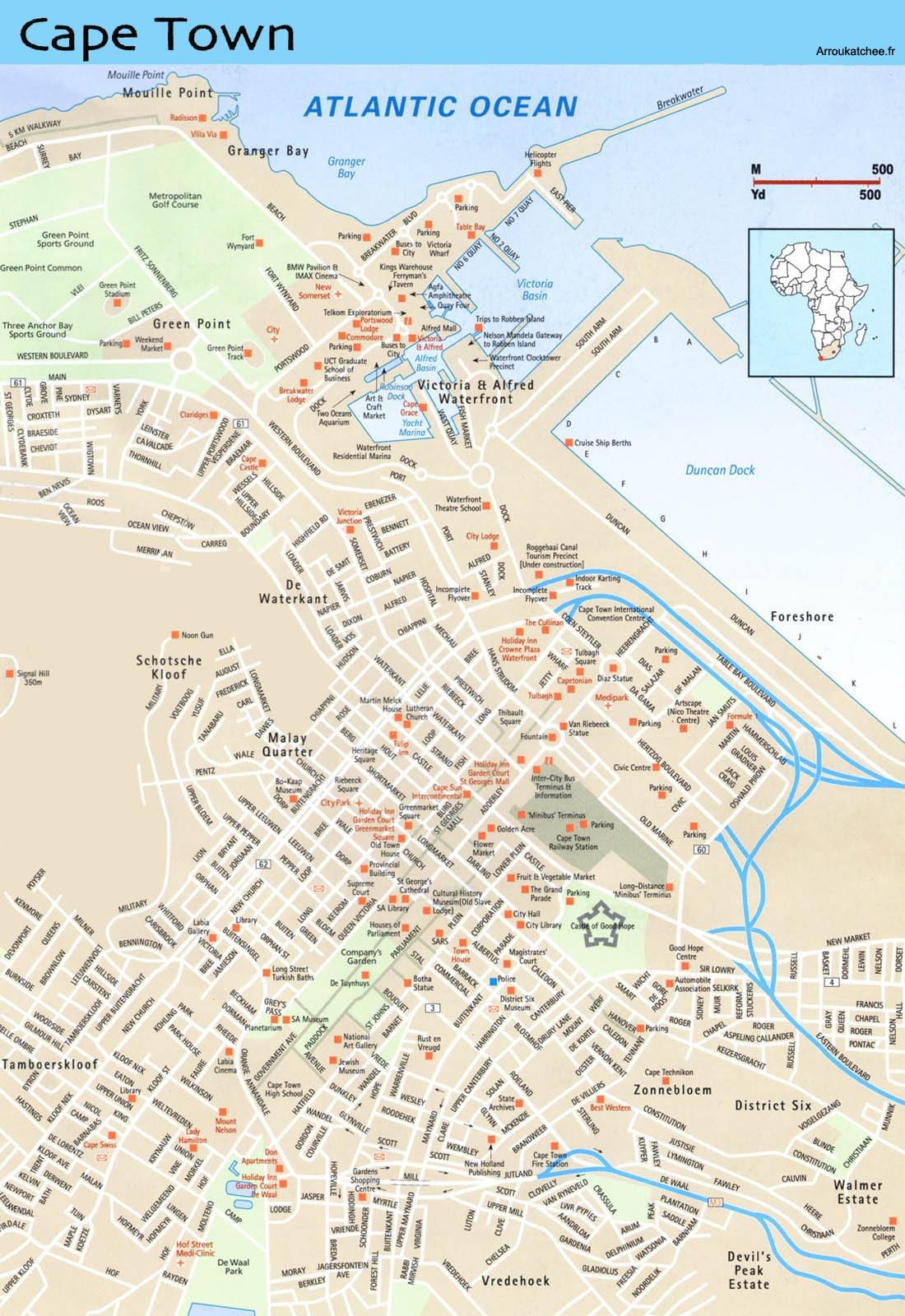 mapa ng kalye ng Cape Town South Africa