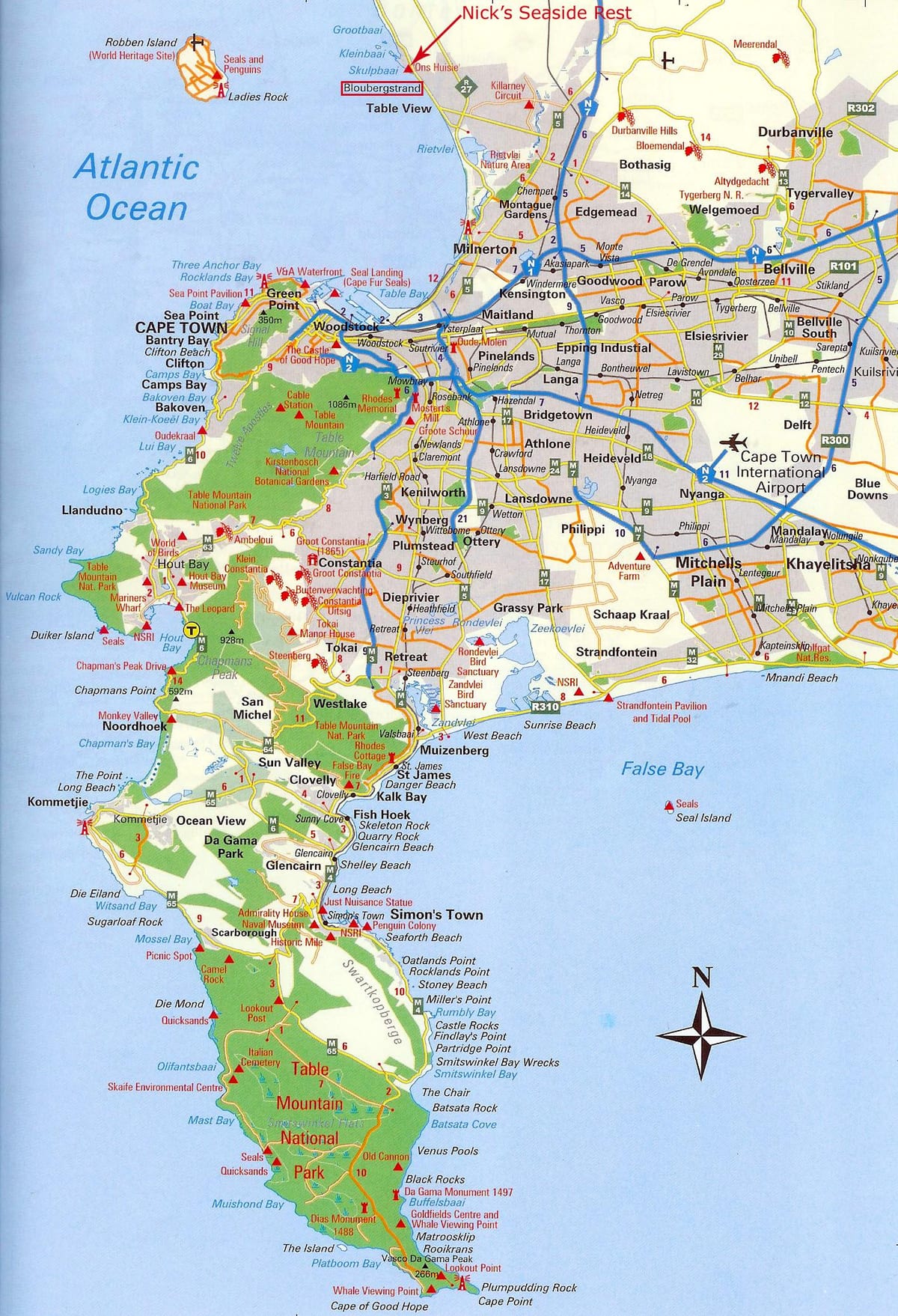 isang mapa ng Cape Town