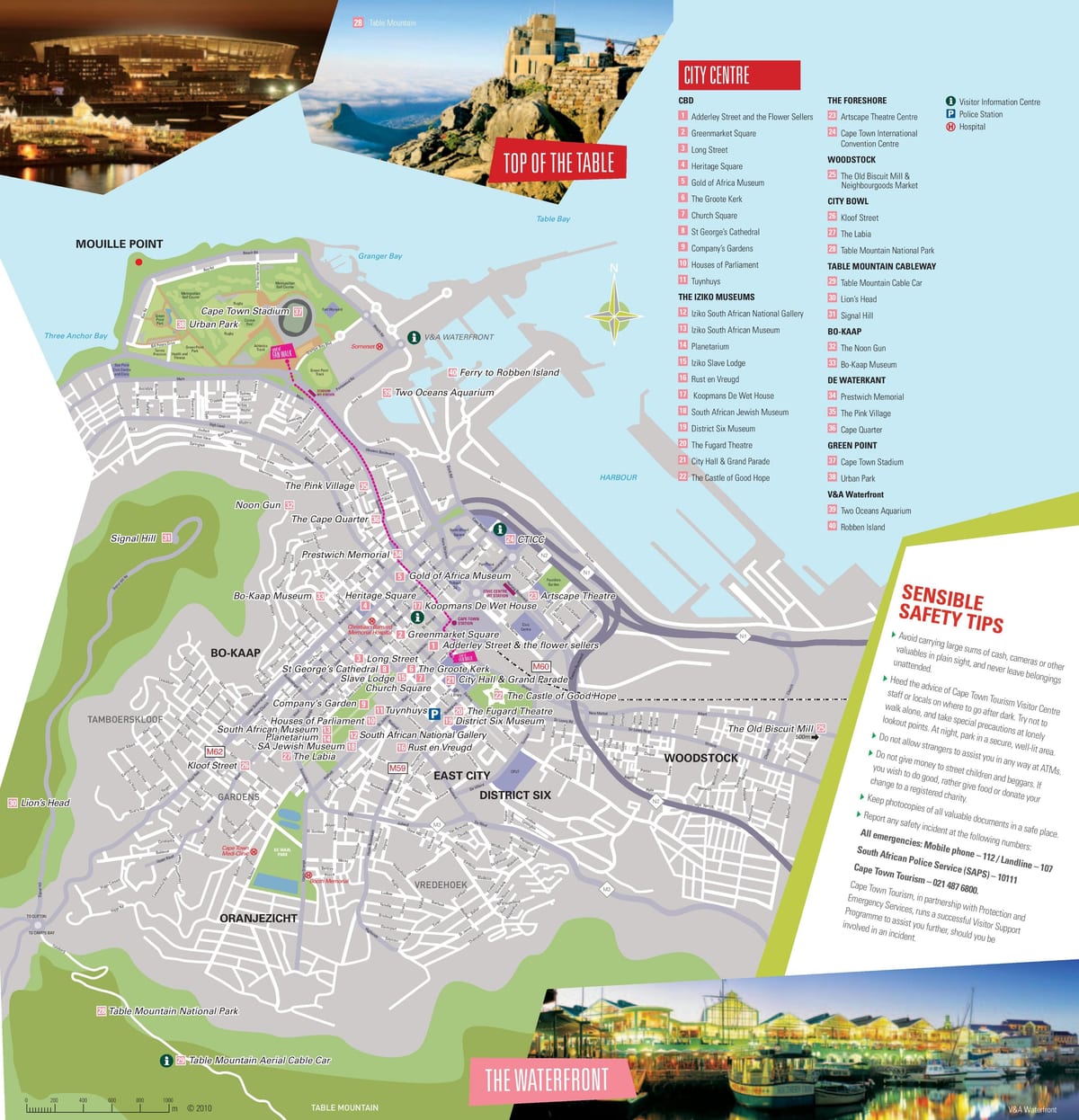 lungsod sightseeing Cape Town sa mapa