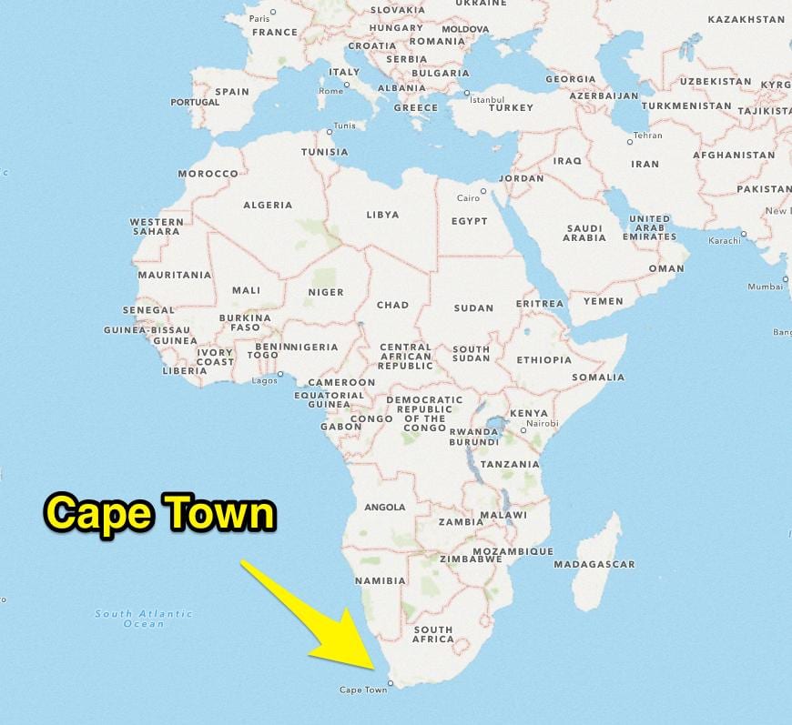 Cape Town sa mapa ng lungsod sa South Africa