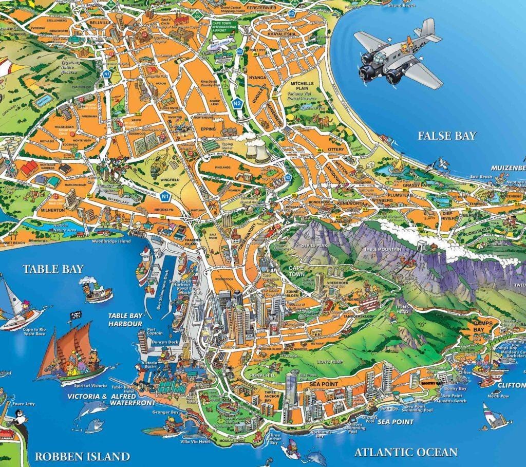 turista mapa ng Cape Town
