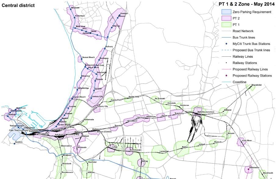 mapa ng Cape Town zoning
