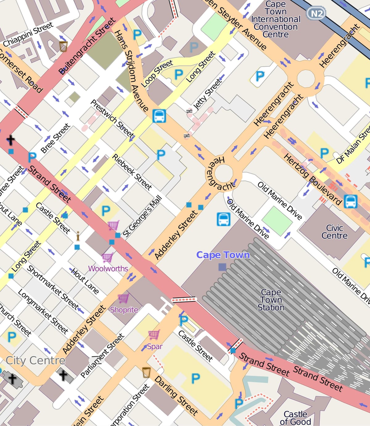 mapa ng heerengracht kalye Cape Town