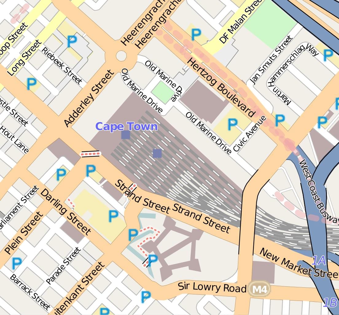 mapa ng kubo kalye Cape Town