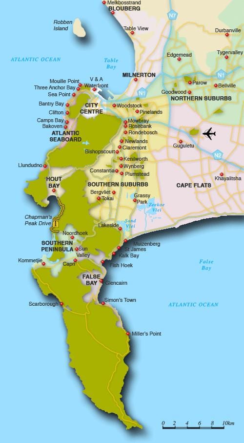 mapa ng lakeside Cape Town