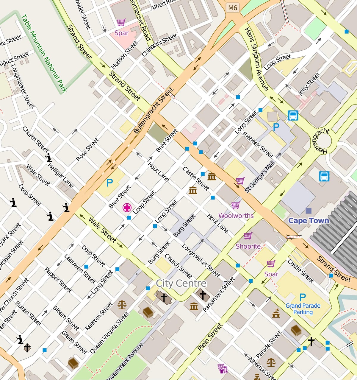 mapa ng loop kalye Cape Town