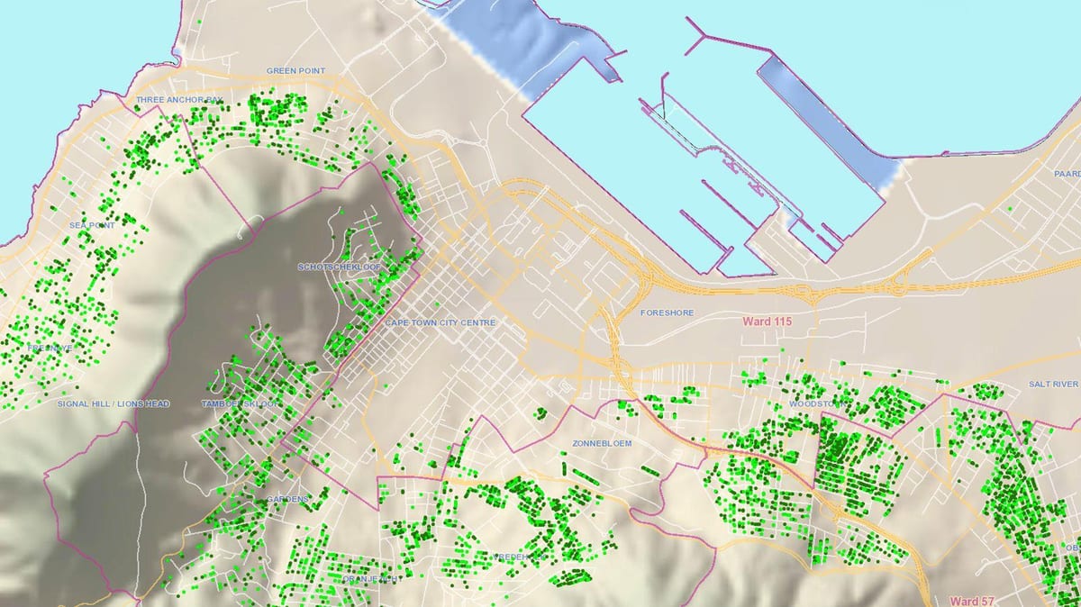 mapa ng lungsod ng Cape Town wards