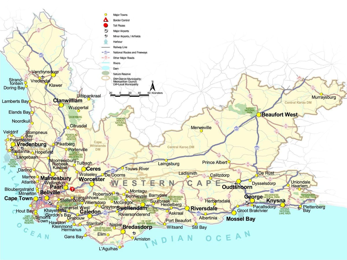 mapa ng cape ng South Africa
