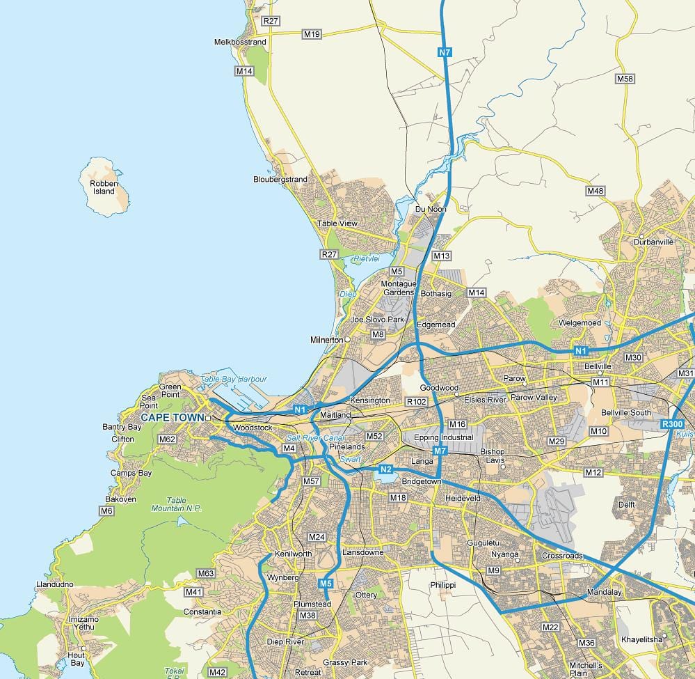 mapa ng milnerton at pumapaligid sa