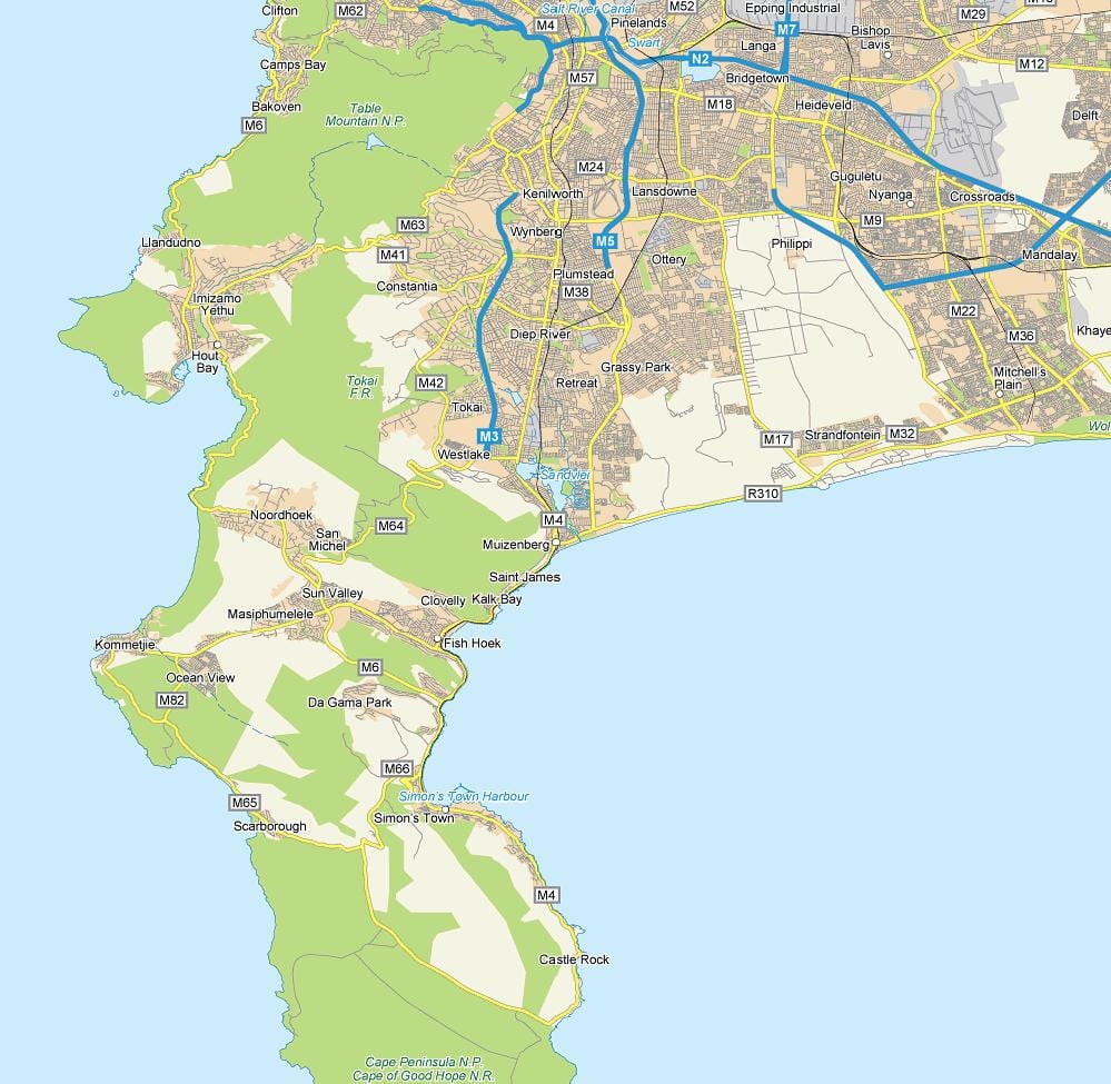 mapa ng muizenberg Cape Town