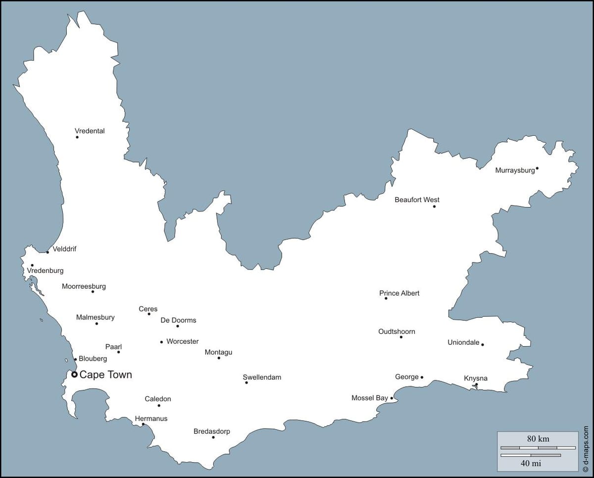 mapa ng western Cape Bayan