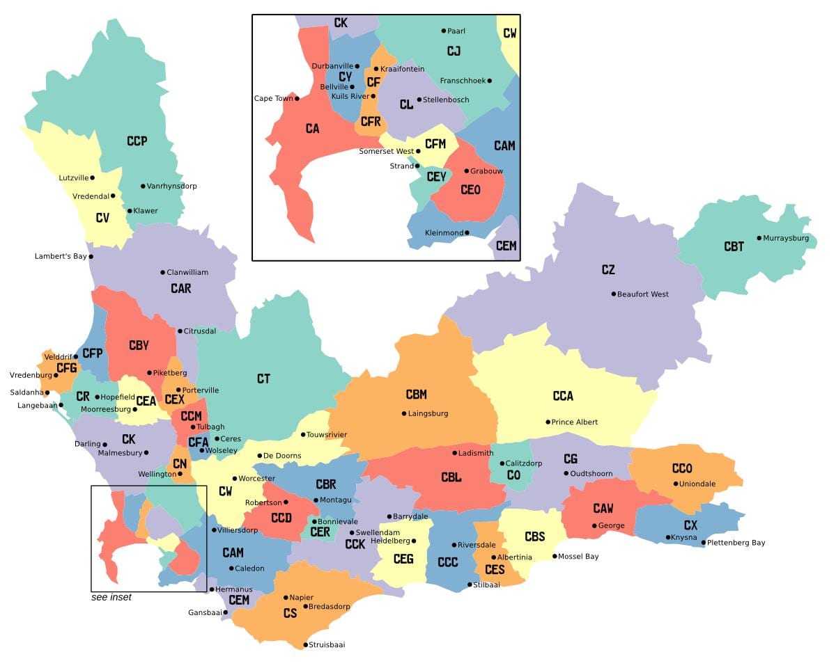 mapa ng western cape suburbs