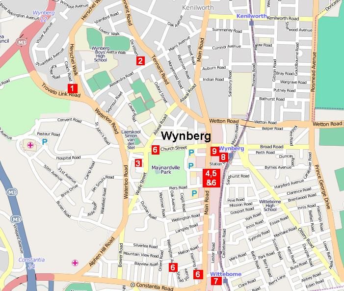 mapa ng wynberg Cape Town