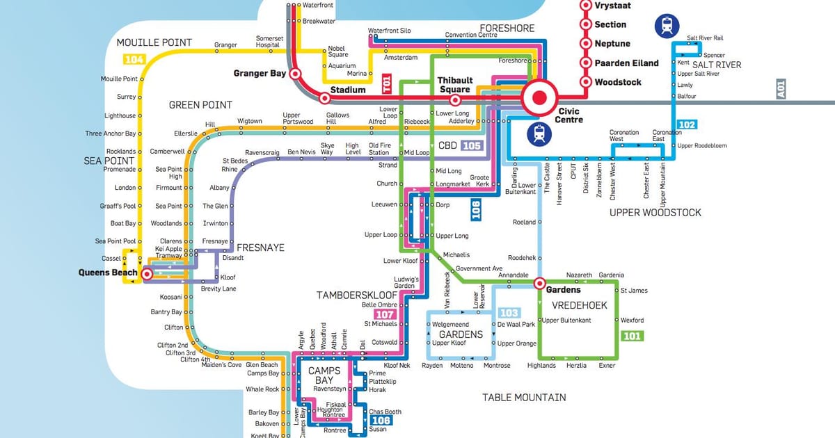 Cape Town bus mapa
