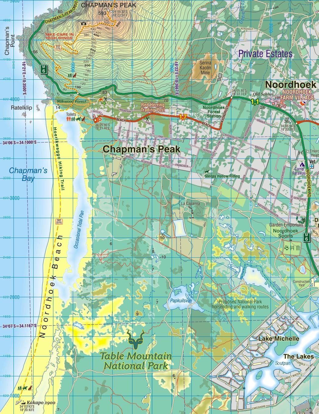 mapa ng noordhoek Cape Town