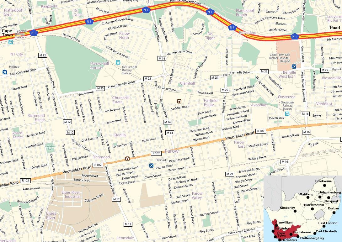 mapa ng parow Cape Town