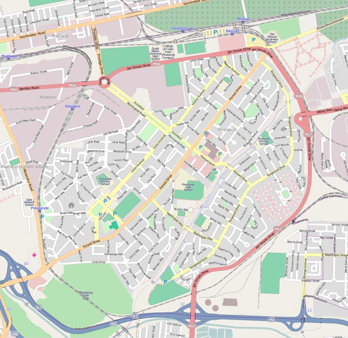 mapa ng pinelands Cape Town