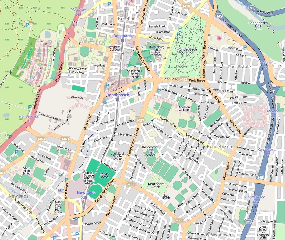mapa ng rondebosch Cape Town