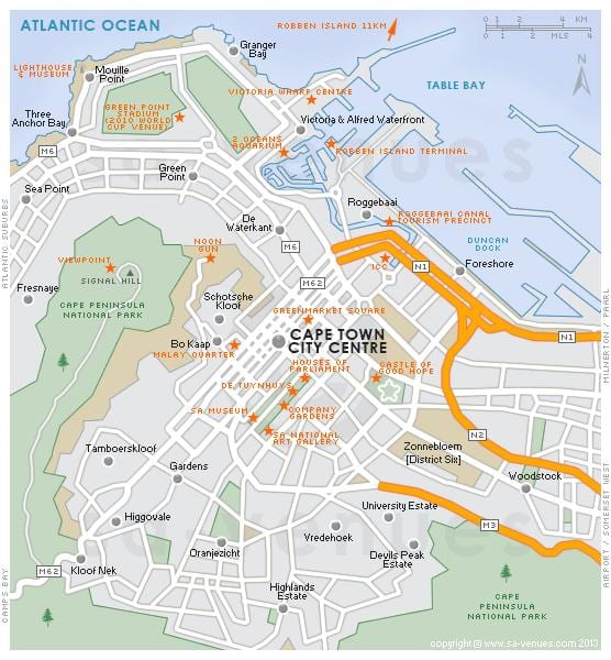 mapa ng siglo lungsod ng Cape Town