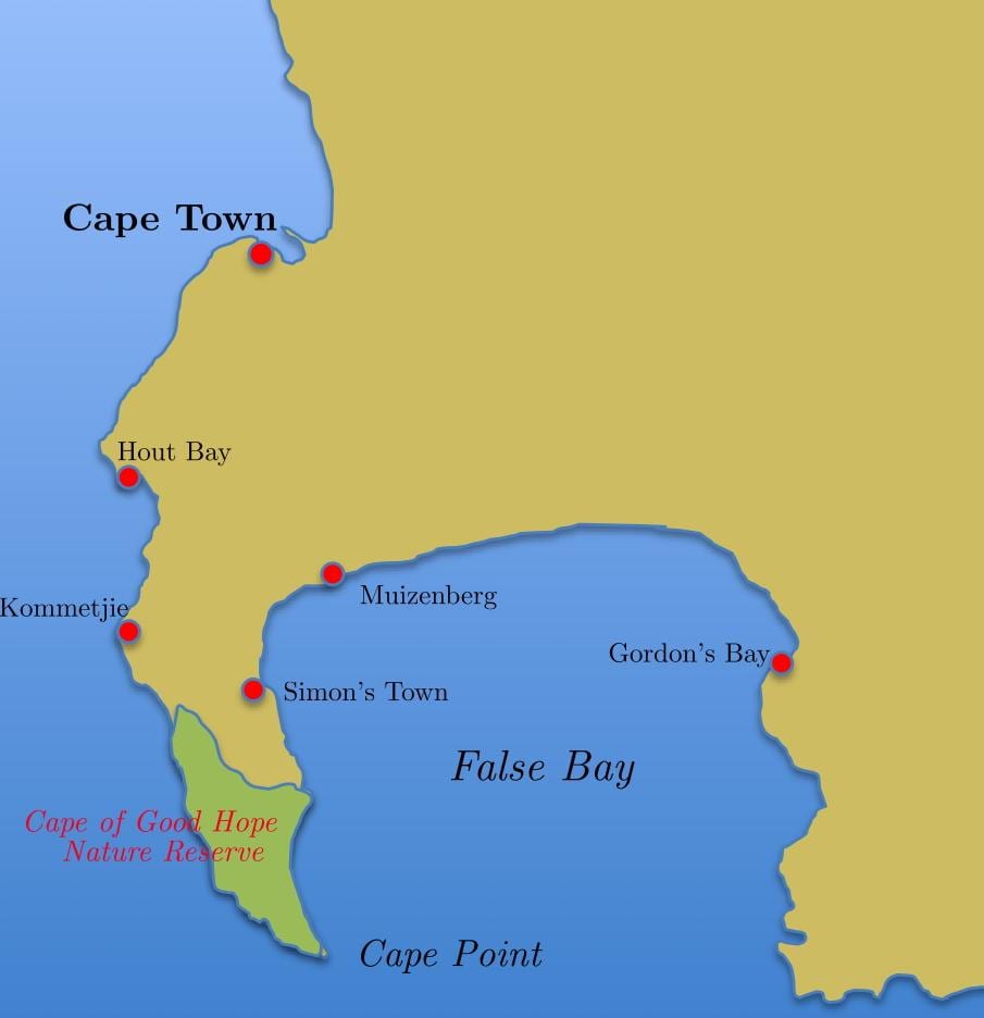 mapa ng simon ' s town South Africa