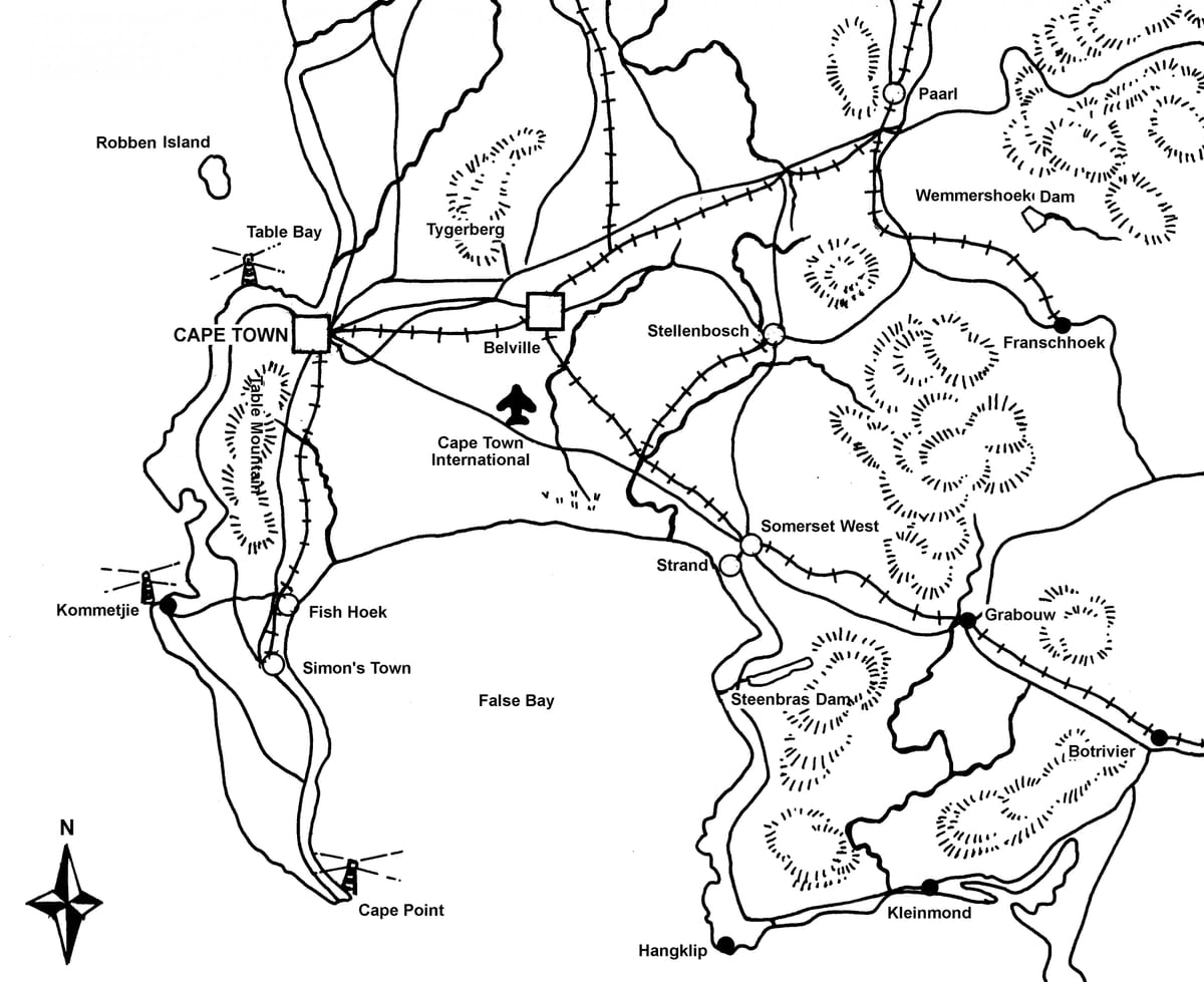 mapa ng sketch ng mapa ng Cape Town