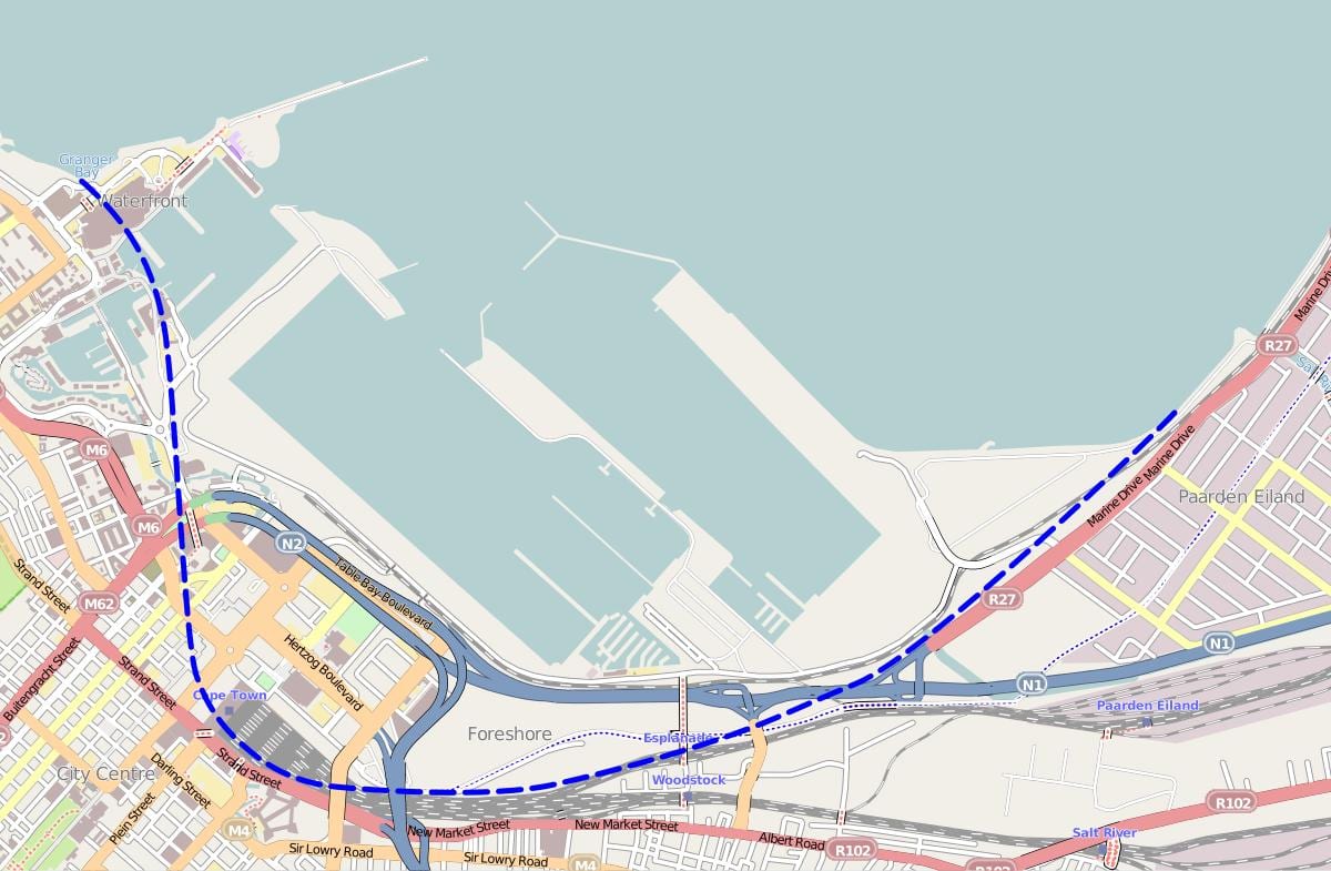 mapa ng malagay sa kagipitan kalye Cape Town