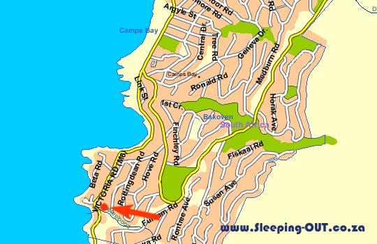 mapa ng mga tanawin ng karagatan sa Cape Town