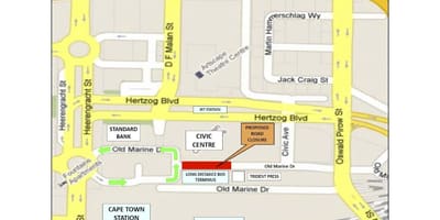 Mapa ng Cape Town civic centre