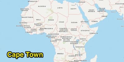 Cape Town lokasyon sa mapa ng mundo