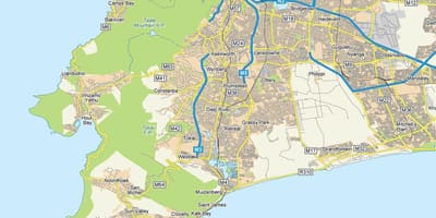 Mapa ng diep ilog Cape Town