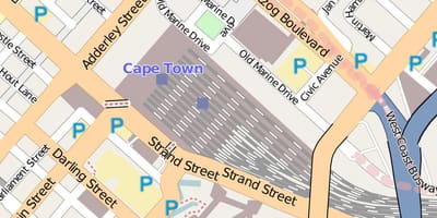 Mapa ng kubo kalye Cape Town