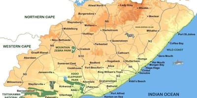 Mapa ng eastern Cape Bayan