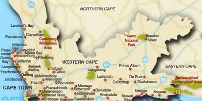 Western cape beach mapa