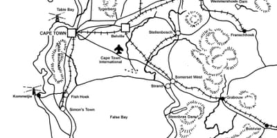 Mapa ng sketch ng mapa ng Cape Town