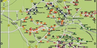 Mapa ng mga ruta ng alak mapa ng kalsada sa Cape Town