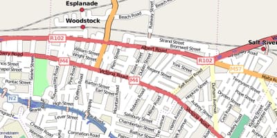Mapa ng kalye ng woodstock Cape Town